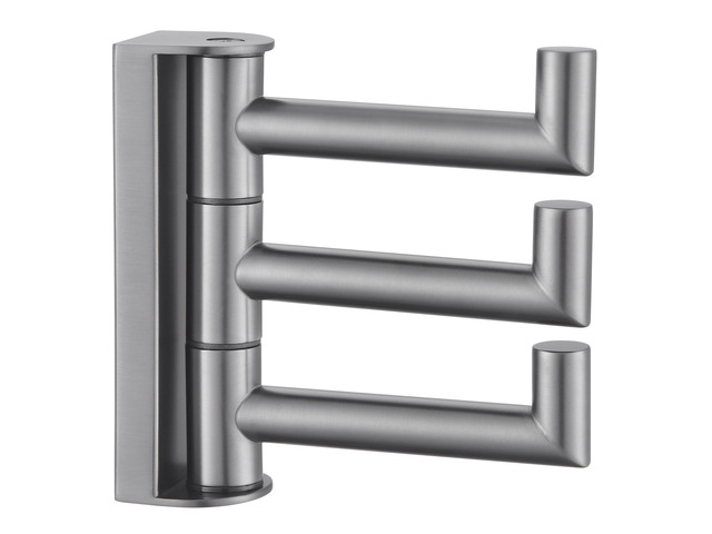 Swivel Hook 3 Arms, Towel Hook for Bathroom, Gunmetal Gray SUS304 Stainless Steel, Foldable Hand Towel Holder, Compact & Heavy Duty for Shower...