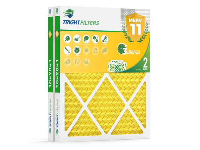 16x20x1 Air Filter MERV 11 HVAC Furnace Filter Pleated 2 Pack Electrostatic Pleated, 3-Month HVAC AC Furnace Filters Replacement, MPR 1000-1200 &...