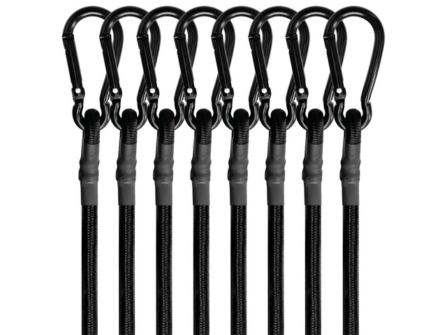 8 Pcs 48in Bungee Cords with Carabiner Hooks Heavy Duty, Outdoor Black Bungee Straps, Strong Industrial Grade Elastic Bungee Rope for Securing...