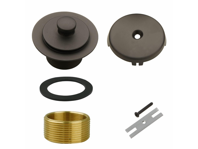 Oil Rubbed Bronze Tub Drain and 1 Hole Faceplate Overflow Bath Kit Universal Lift & Turn, Fine/Coarse Thread Conversion Twist Trim Kit Assembly,...