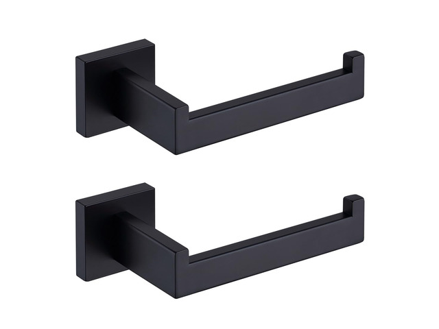 Toilet Paper Holder Matte Black, Toilet Tissue Roll Holders Dispenser and Hangers Wall Mounted for Bathroom & Kitchen, Stainless Steel Modern...