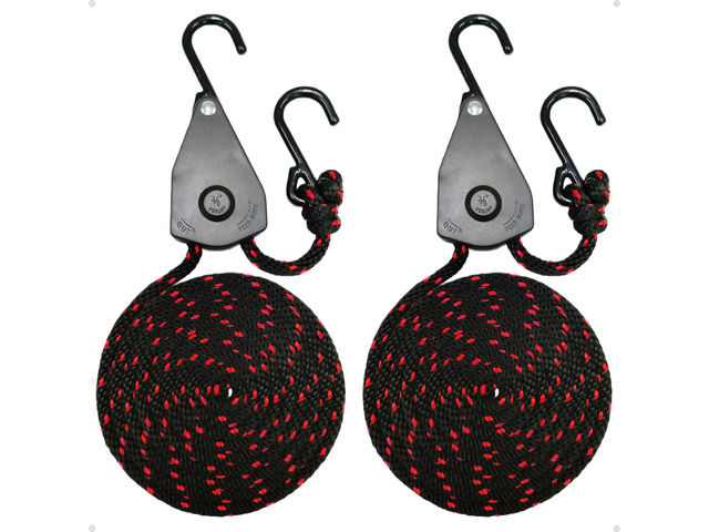 Rope Tie Downs Small Ratchet Straps, Adjustable Grow Light Hangers 2-Pack of 3/8' 10FT 250LB Load Capacity, Smooth Ratcheting Quick Release,...