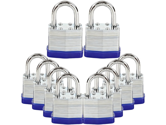 Heavy Duty Outdoor Padlock, Keyed-Alike, Hardened Steel Shackle for Gate Shed Fence Truck Toolbox Locker Lock Body All Weather 1-9/16', 10PC...