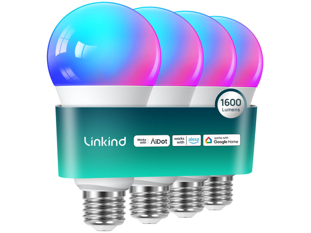 A21 Smart Light Bulbs, Compatible with Alexa/Google Home, 4 Pack 1600LM Smart Bulb, 100W Equivalent 14W, E26 RGBTW Color Changing Bulb with Music...