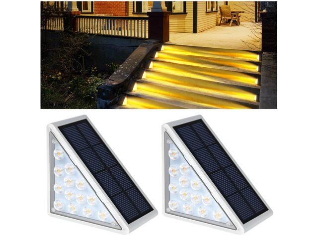 LED Solar Step Lights Waterproof Outdoor Stair Lights, Warm White Solar Deck Light IP67 Solar Decoration Lights for Yard, Patio, Garden, Walkways,...