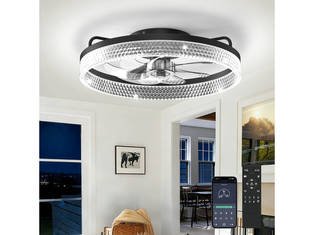 Ceiling Fan with Lights and Remote, 20in Modern Ceiling Fans 3000K-6500K Smart Ceiling Fans with Lights, Low Profile Flush Mount Ceiling Fan with...
