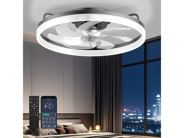 Ceiling Fan with Lights and Remote, 20in Modern Ceiling Fans 3000K-6500K Smart Ceiling Fans with Lights, Low Profile Flush Mount Ceiling Fan with...