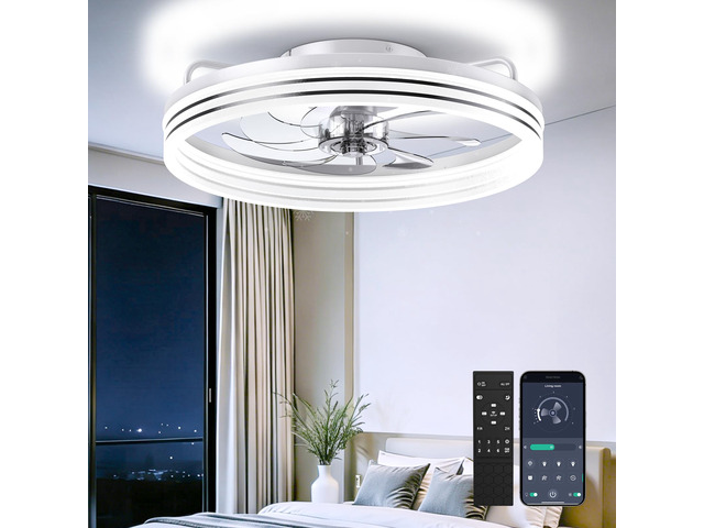 Ceiling Fan with Lights and Remote, 20in Modern Ceiling Fans 3000K-6500K Smart Ceiling Fans with Lights, Low Profile Flush Mount Ceiling Fan with...