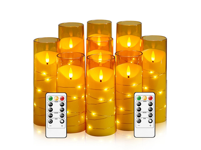 Flameless Candles with Embedded Star String, Battery Operated LED Pillar Candles with Timer and Remote Control,Home Decorating for Ambiance Set of...