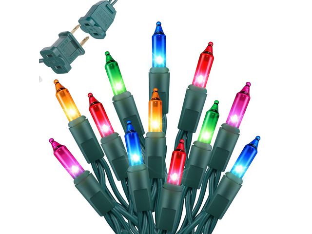 Multi-Colored Christmas Lights, 40FT 200 Count Incandescent Mini String Lights, Connectable Waterproof Fairy Light Christmas Decorations for Indoor...