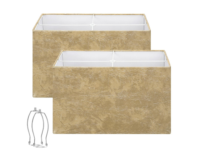 Rectangular Lamp Shades Set of 2, 16'L x 8'W x 10'H, Faux Leather, Tan Large Rectangle Lampshades for Table Lamp, Replacement Lampshade for Floor...