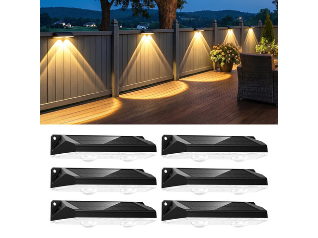 8 Pack Solar Fence Lights Outdoor, 3000/4000/6000K/RGB 12 Modes Fence Lights Solar Powered, 11 Colors, IP65 Waterproof, for Outside Backyard, Deck,...