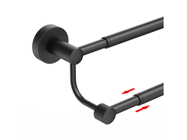 Double Towel Bar Towel Rack for Bathroom Bath Wall Mounted Matte Black Adjustable 16-26 In,Wall Mounted Towel Holder, Stainless Steel, Rustproof,...