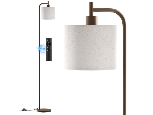 Floor Lamp for Living Room, Tall Standing Lamp with Linen Shade Dimmable with Remote Control, 3 Color Temperatures, 9W LED Bulb Included, Ideal for...