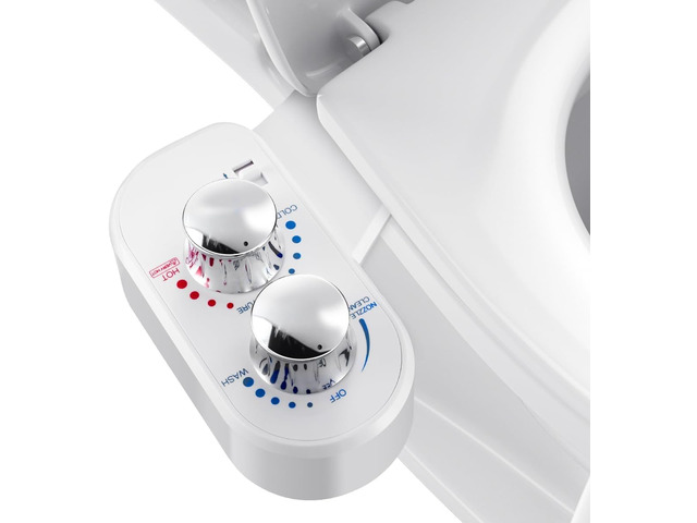 Upgraded Hot Cold Bidet Attachment for Toilet - White Non-Electric Warm Water Bidet Toilet Attachment, Adjustable Water Pressure, Self-Clean...