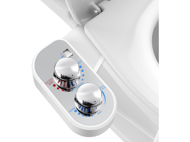 Upgraded Hot Cold Bidet Attachment for Toilet - Chrome Non-Electric Warm Water Bidet Toilet Attachment, Adjustable Water Pressure, Self-Clean...
