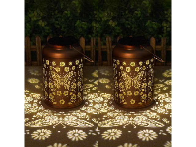 Birthday Gifts for Women Men - 2 Pack Butterfly Solar Lanterns Outdoor Waterproof, Mothers Day Gifts for Mom Grandma, Butterflies Solar Lights...