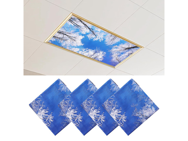 4 Pcs Fluorescent Light Covers - Light Covers for Ceiling Lights Classroom, Magnetic Light Filters for Office, Hospitals, Home 4 x 2 Feet (winter)