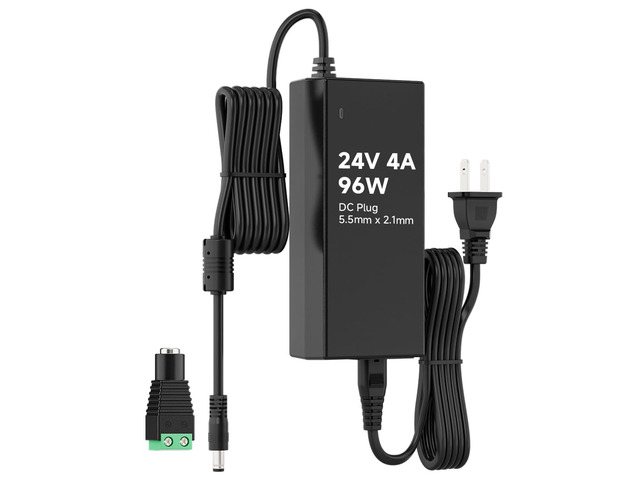 24V 4A 96W Power Supply Adapter ETL Listed, Class 2 100-240V AC to 24V DC Converter Power Supply, 5.5x2.1mm Jack for Low Voltage LED Strip Lights,...