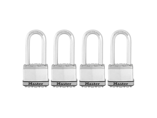 M5XQLJ Magnum Heavy Duty Outdoor Padlock with Key, 4 Pack Keyed-Alike