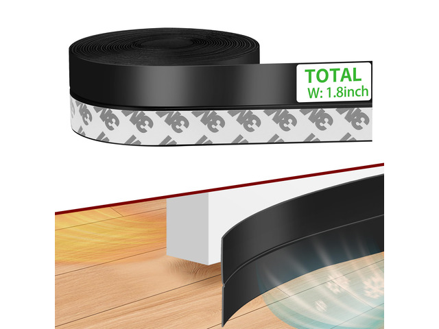Weather Stripping Door Seal, 1.8in Black Under Door Draft Stopper Silicone Seal Strip For Door Frame Side, Window, Shower Bottom Seal, Strong...