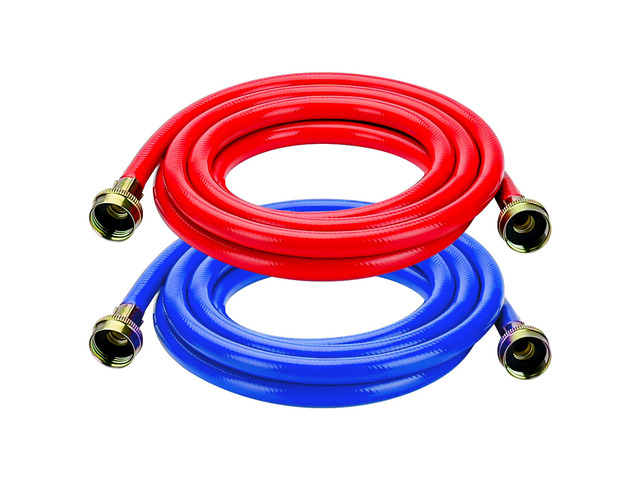 10FT Rubber Washing Machine Hoses Burst Proof 2 Pack for Hot and Cold Water 3/4' NPT Connection Water Supply Lines by Fit for ALL Washing Machine