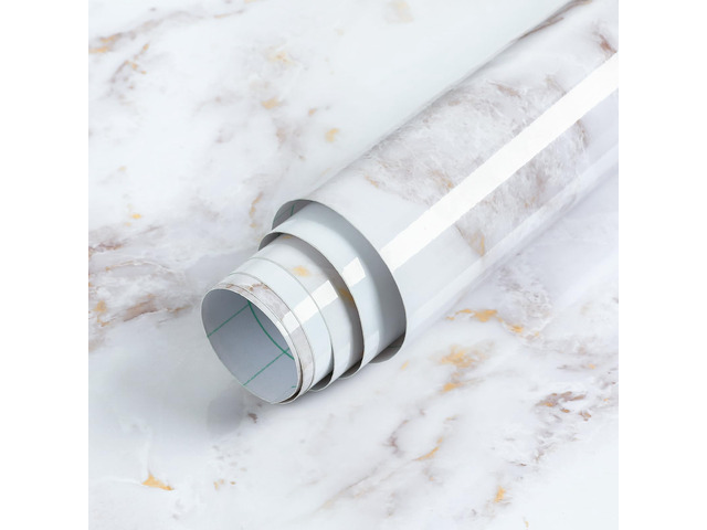 Glossy Marble Contact Paper Peel and Stick, 17.5' x 236.2' Countertop Furniture Waterpoof Self Adhesive Wallpaper Removable Cover for Kitchen...