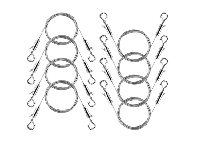 Stainless Steel Picture Hanging Wire, Heavy Duty 100lbs, 8PCS 6.6FT Adjustable wire rope for picture frames and mirrors. Silver finish. Supports up...