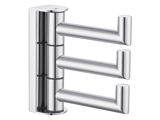 Swivel Towel Hook 3 Arms, Robe Coat Wall Hook, Polished Chrome Rustproof SUS304 Stainless Steel Hand Towel Holder, Foldable Space Saver for...