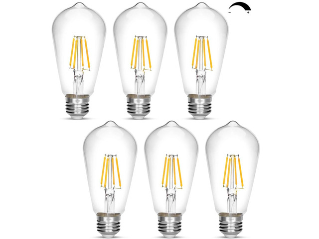 Dimmable Vintage Edison Bulb 4W,Equivalent 40W Incandescent,ST18 Antique LED Filament Bulbs,Daylight White 4000K 450 Lumens,E26 Led Bulb,Pack of 6