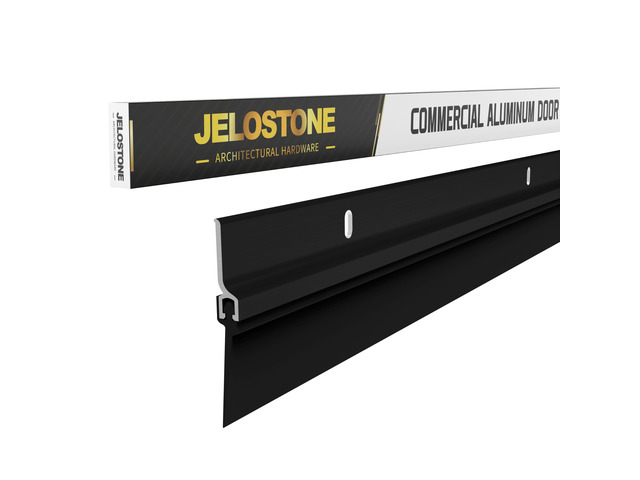 2 Pack - Commercial Door Bottom Sweep, Heavy Duty Aluminum, Fire Rated, Vinyl Insert, JS-NV307, Ideal for Residential & Commercial Use (Matte Black...