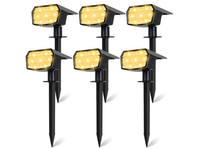 6-Pack Solar Spot Lights Outdoor Waterproof,Landscape Spotlight Warm White 59 LED, 3 Lighting Modes, IP65 Waterproof, Solar Powered Outdoor Lights...