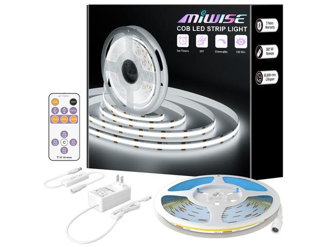 White LED Strip Lights,COB LED Strip Light 6000K Daylight White,Dimmable 32.8ft 24V LED Tape Lights,Flexible Super Bright Strip Lighting with...