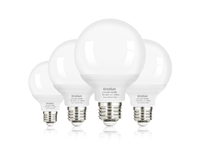 G25 LED Vanity Light Bulbs for Bathroom, Globe Bulb 40W Equivalent 4000K Natural White, E26 Base Round Bulb for Makeup Mirror, 6W LED Replaces 40W...