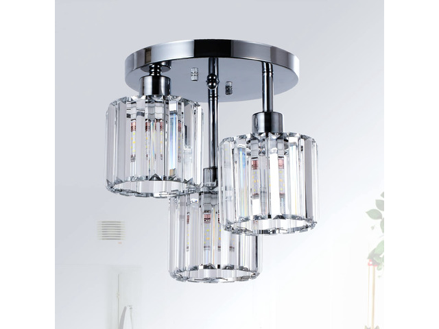 Semi Flush Mount Ceiling Light,3-Light Modern Close to Ceiling Light Fixtures,Kitchen Light with Clear Crystal Shades, Hallway Light Fixtures for...
