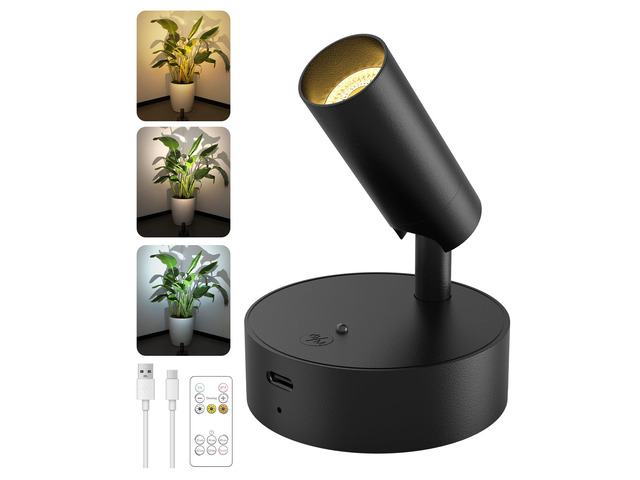Spotlights Indoor with Remote, 3000Mah Rechargeable Wireless Plant Light Up Lights with 3 Colors & Dimmer, Small LED Picture Lights for Painting,...