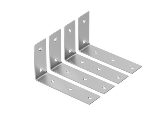 7 Inch Shelf Bracket, Heavy Duty L Bracket, Brushed Nickel, 4 Pack 3mm Thick Stainless Steel, 55 LB Load Capacity, 1.8 Inch Wide Support, Rust...