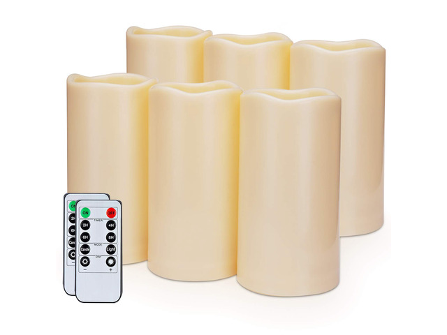 3' x 6' Outdoor Waterproof Flameless Candles, Battery Operated Candles with Remote and Timer, Flickering Electric LED Pillar Candle for Outdoor...