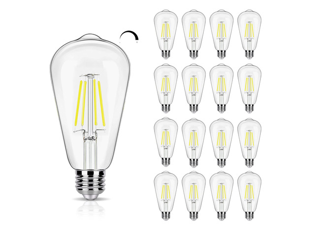 5000K Daylight Dimmable LED Edison Bulbs 40W Equivalent, 16 Pack 4 Watt ST19 LED Light Bulb for Bathroom, 90 CRI, 450LM, E26 Base