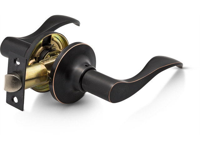 Passage Lever Door Handle [Non-Locking Lever Set] for Hallway Doors or Closets with a Oil Rubbed Bronze Finish, Reversible for Right & Left Side,...