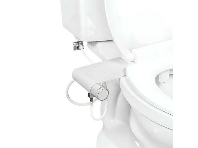 Rear & Feminine Right Handed Ultra Thin Bidet Attachment for Toilet with Self Cleaning Dual Nozzles - No Wiring Needed - Easy DIY Install -...