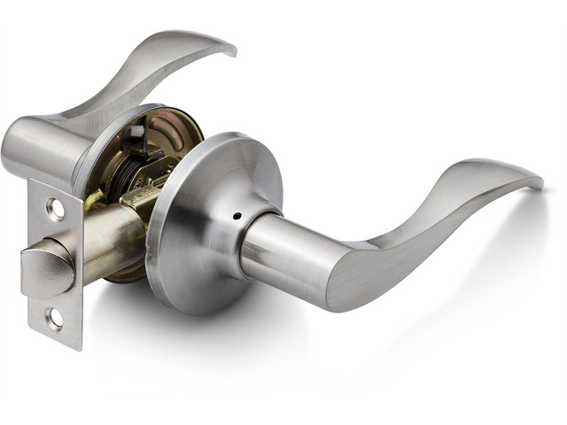 Passage Lever Door Handle [Non-Locking Lever Set] for Hallway Doors or Closets with a Satin Nickel Finish, Reversible for Right & Left Side,...