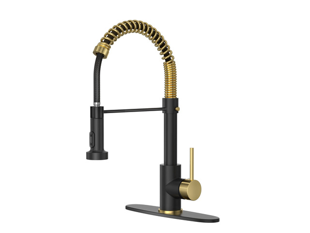 Kitchen Faucet with Pull Down Sprayer,Black Gold 1 Handle Spring Sink Faucets, Lead-Free Certified Stainless Steel,1 or 3-Hole Deck...