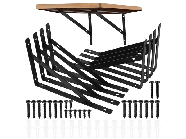 8 Pcs Heavy Duty Shelf Brackets, Floating Metal Shelf Brackets, Metal Wall Mount L Shaped Shelves Support Angle Brackets for Heavy Duty Floating...