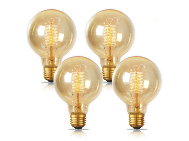4-Pack Edison Light Bulbs 60 Watt Dimmable G80 Vintage Warm Bulbs 2200K Warm Light, 230LM Brightness, 110V E26 Base, Dimmable Vintage Style Bulb...