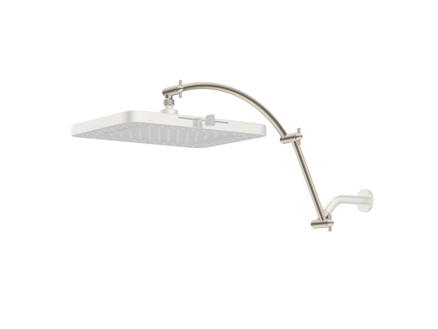 All Metal 20'' Shower Head Extension Arm, Brushed Nickel Solid Brass Adjustable Shower Arm with Lock Joint, Flexible Height & Angle, Universal...