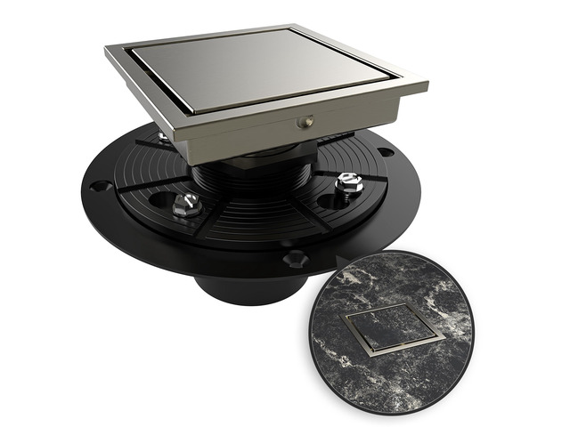 4 Inch Square Shower Drain Nickel Floor Drain with Flange Reversible 2-in-1 Cover Tile Insert Grate Removable SUS304 Stainless Steel CUPC Certified...