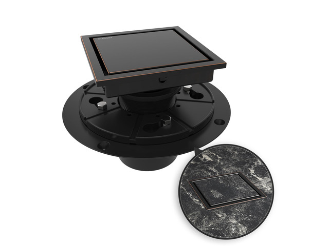 4 Inch Square Shower Drain Bronze Floor Drain with Flange Reversible 2-in-1 Cover Tile Insert Grate Removable SUS304 Stainless Steel CUPC Certified...