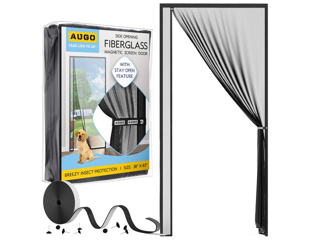 Fiberglass Magnetic Screen Door Reversible Left Right Side Opening - Self Sealing, Heavy Duty, Hands Free, Keeps Bugs Out - Pet and Kid Friendly -...