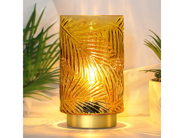Battery Operated Lamp with Timer, Cordless Table Lamp Decorative Battery Powered Night Light, Wireless LED Accent Glass, for Living Room Bathroom...